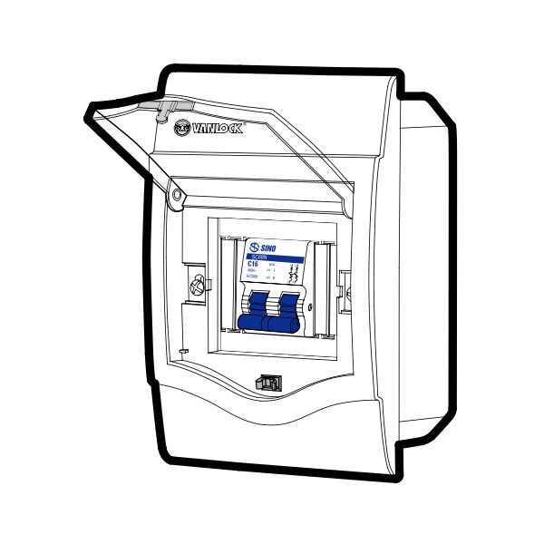 Tủ điện âm tường mặt nhựa V4FC2/4SA
