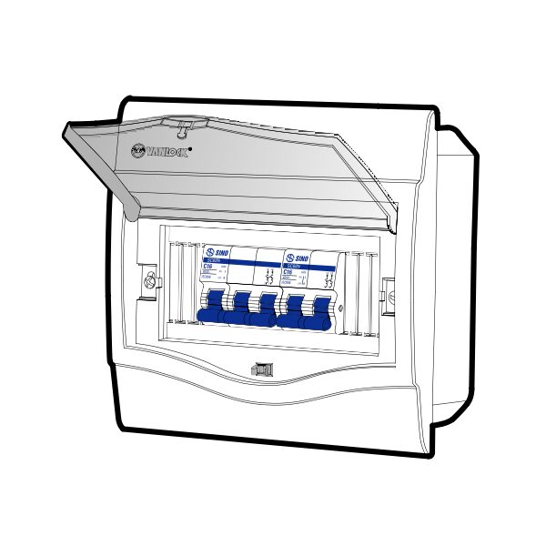 Tủ điện âm tường mặt nhựa V4FC5/8LA