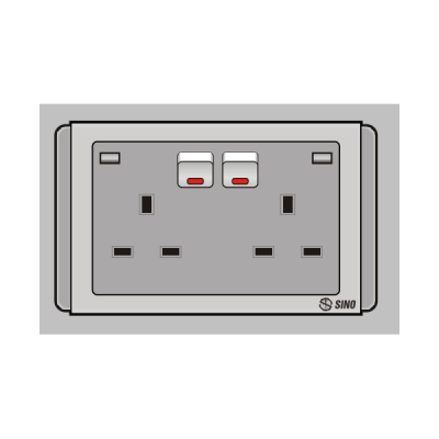Ổ cắm đôi 13A 3 chấu vuông S68G25SN