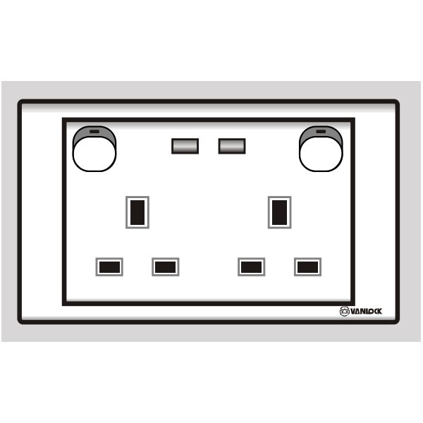 Ổ cắm đôi 13A 3 chấu vuông S1825SN