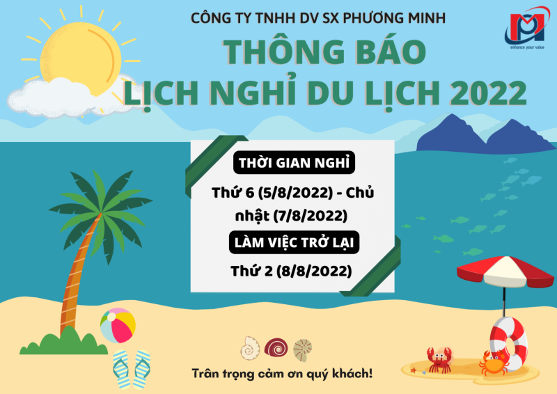 THÔNG BÁO LỊCH NGHỈ DU LỊCH 2022
