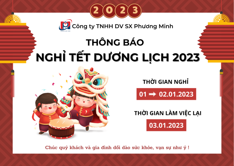 THÔNG BÁO LỊCH NGHỈ TẾT DƯƠNG LỊCH 2023